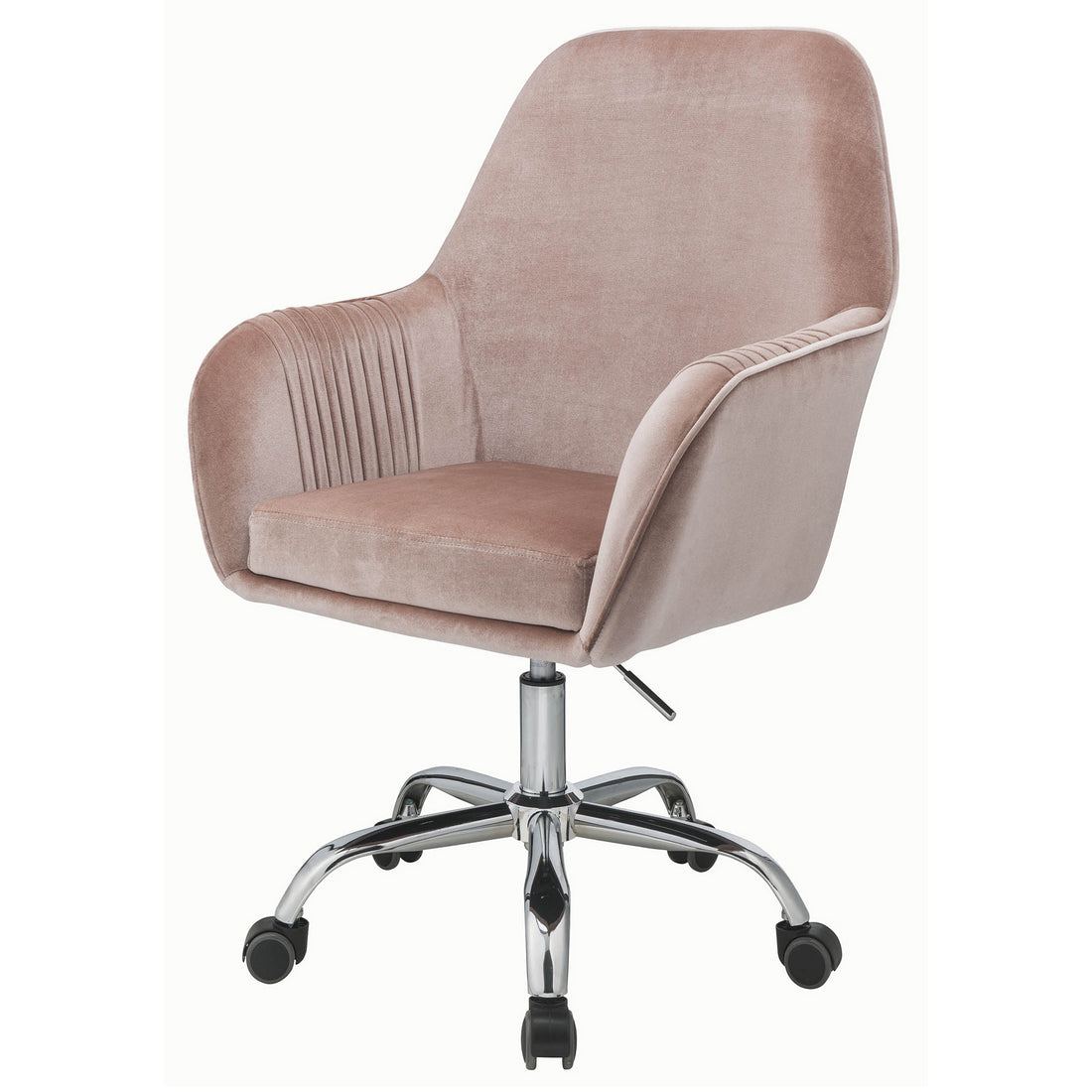 Peach And Chrome Swivel Office Chair Solid Pink Silver Foam Rectangular Office Chairs Solid Back Swivel Velvet