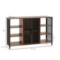 Homcom Led Wine Cabinet With Charging Station Glass Holders, Rustic Brown Rustic Brown Steel