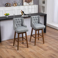 Coolmore Bar Stools Set Of 2 Counter Height Chairs With Footrest For Kitchen, Dining Room And 360 Degree Solid Wood Legs Swivel Bar Stools Set Of 2 Gary Linen Gray Foam Linen