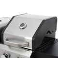 2 2 Multi Function Burner Gas Grill And Griddle Combo With Cover For Outdoor Cooking While Camping Or Tailgating Bbq,Frying,Pizza. Black And Silver Stainless Steel