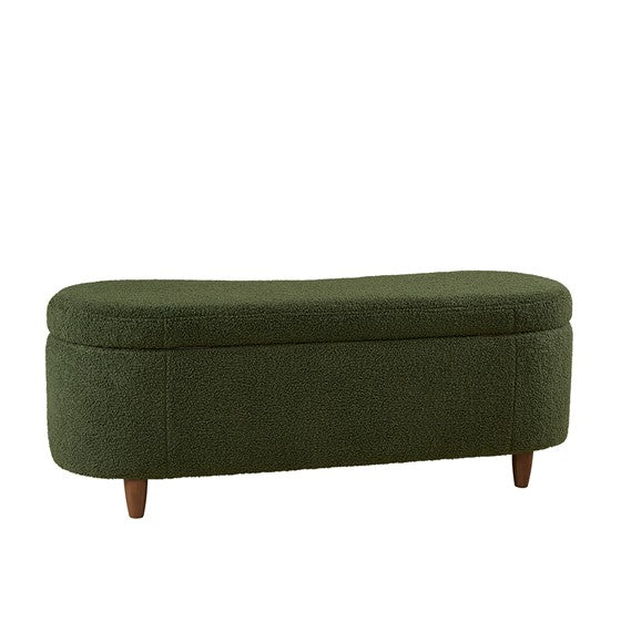 Boucle Flip Top Storage Bench Green See Below Green Wood