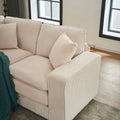 Modern U Shaped 6 Seat Sectional Sofa Couch With One Ottoman And Three Toss Pillows ,Modular Sofa For Living Room,Corduroy Sofa White Corduroy 7 Seat