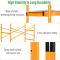 Homcom 4 Step Steel 4.6 X 2 X 6 Ft. Scaffold 2 Wheels Free Moving For Indoor & Outdoor Decoration Anti Skid, 440 Pound Capacity Black Steel