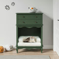 Pet Storage Cabinet2 Drawers And Semi Open Space, Hidden Cat Litter Box, Multi Functional End Table Green Green Wood