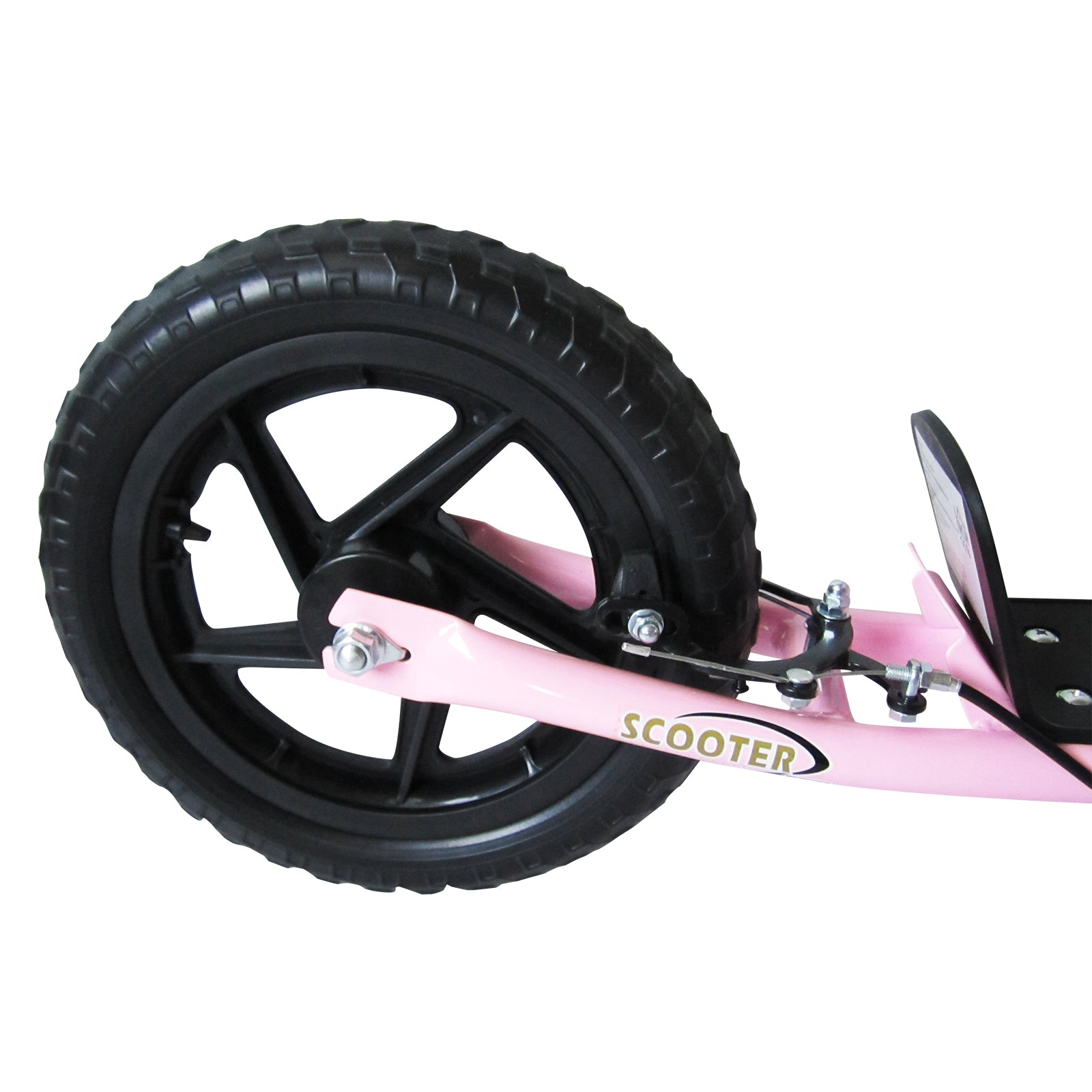 Homcom Kick Scooter For Kids 5 12 Years Old, Big Wheel Kids Scooter With Adjustable Height Handlebar, Non Slip Footplate, Rear Brake, Pink Pink Steel