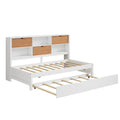 Twin Size Wooden Captain Bed Daybed With Trundle And Bookcase For Small Room,Bedroom, Guest Room, No Box Spring Needed, Walnut And White Box Spring Not Required Twin White Walnut Wood Bedroom Modern Pine Bed Frame Wood