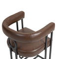Coolmore Bar Stools Set Of 2, Modern Bar Stool With Back, Black Metal Frames, Upholstered Bar Stools For Kitchen Island, Pub, Club Dark Brown Pu Dark Brown Foam Pu Leather