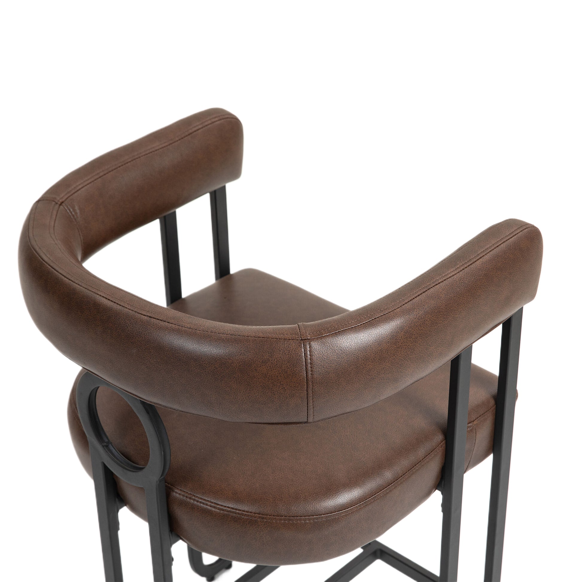 Coolmore Bar Stools Set Of 2, Modern Bar Stool With Back, Black Metal Frames, Upholstered Bar Stools For Kitchen Island, Pub, Club Dark Brown Pu Dark Brown Foam Pu Leather