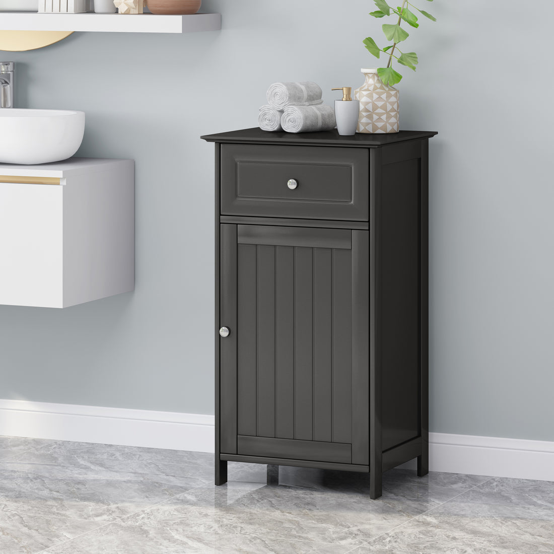 Bathroom Cabinet Black Mdf