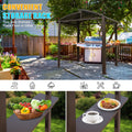 8X5Ft Arc Roof, Grill Canopy For Outdoor Grill W Double Galvanized Steel Roof And 2 Side Shelves, Bbq Gazebo Grill Tent For Patio Garden Backyard, Brown Brown Garden & Outdoor Uv Resistant Metal
