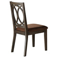 Brown And Espresso Side Chair With Padded Seat Set Of 2 Solid Espresso Dining Room Traditional Side Chair Open Back Set Of 2 Wood Fabric