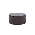 Handmade Round Coffee Table Side Table End Table, Fraxinus Mandshurica Mdf, Smoky Color, 27.55Inch *13.77Inch Smoke Primary Living Space Artsy Round Mdf