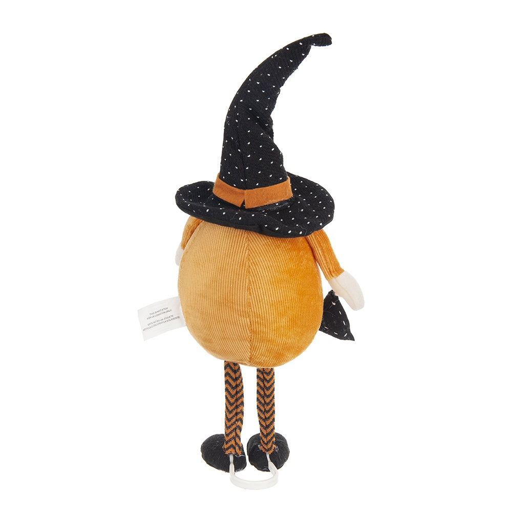 6.3X4.3X16" Fabric Standing Orange Gnome W Black Gnome & Holding Banner, For Halloween Decor Black,Orange,White Polyester