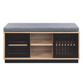 Oak And Espresso Bench With Storage Oak Primary Living Space Solid Shoe Storage Paper Composite