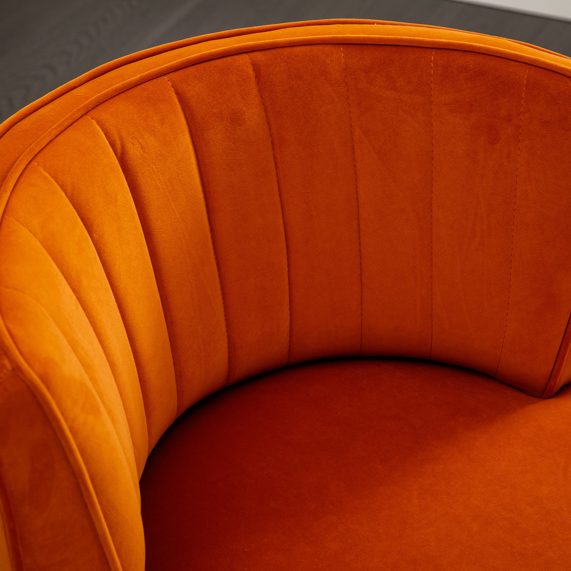 Coolmore 360 Degree Swivel Cuddle Barrel Accent Sofa Chairs, Round Armchairs With Wide Upholstered, Fluffy Velvet Fabric Chair For Living Room, Bedroom, Office, Waiting Rooms Orange Foam Velvet