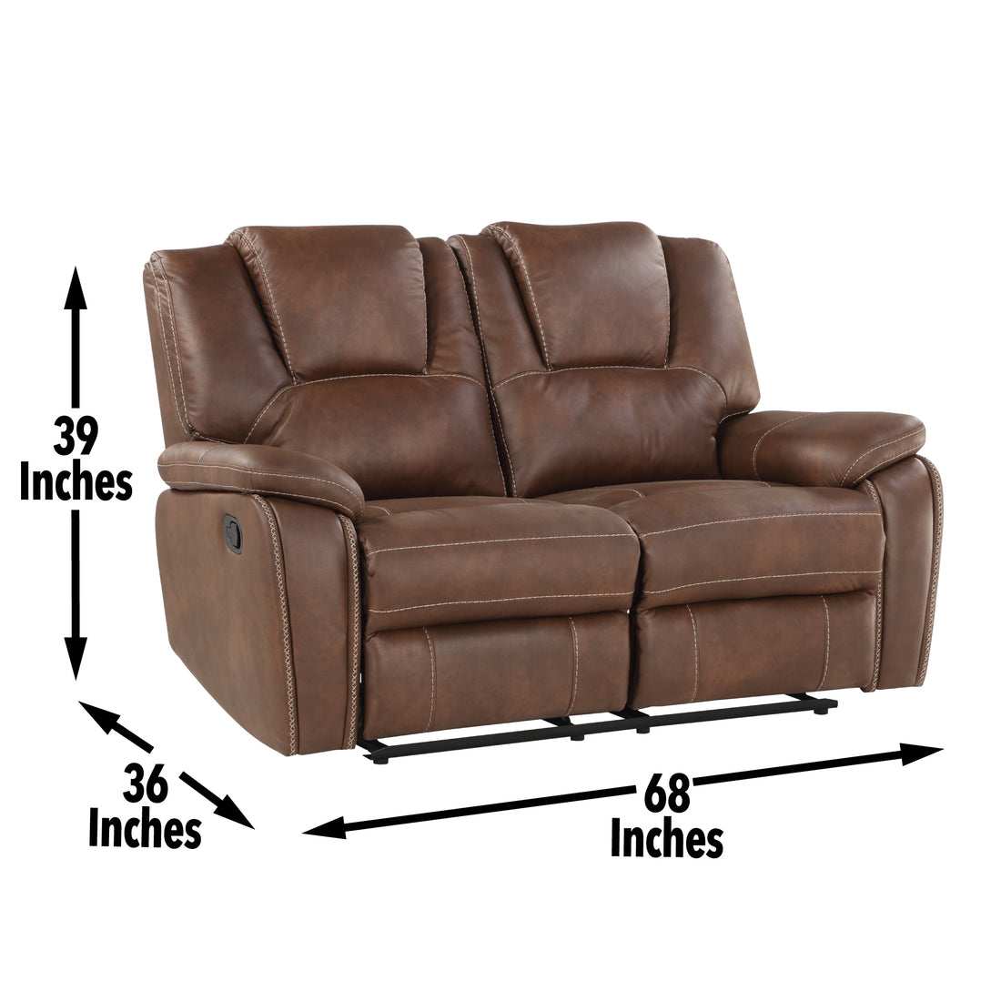 Katrine Pu Manual Reclining Loveseat Chestnut Brown Chestnut Fabric 2 Seat