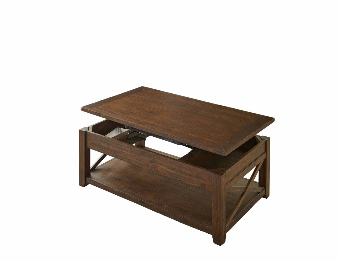 Lenka Lift Top Cocktail Table Brown Brown Wood