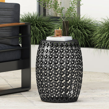 Metal End Table Large Black Iron