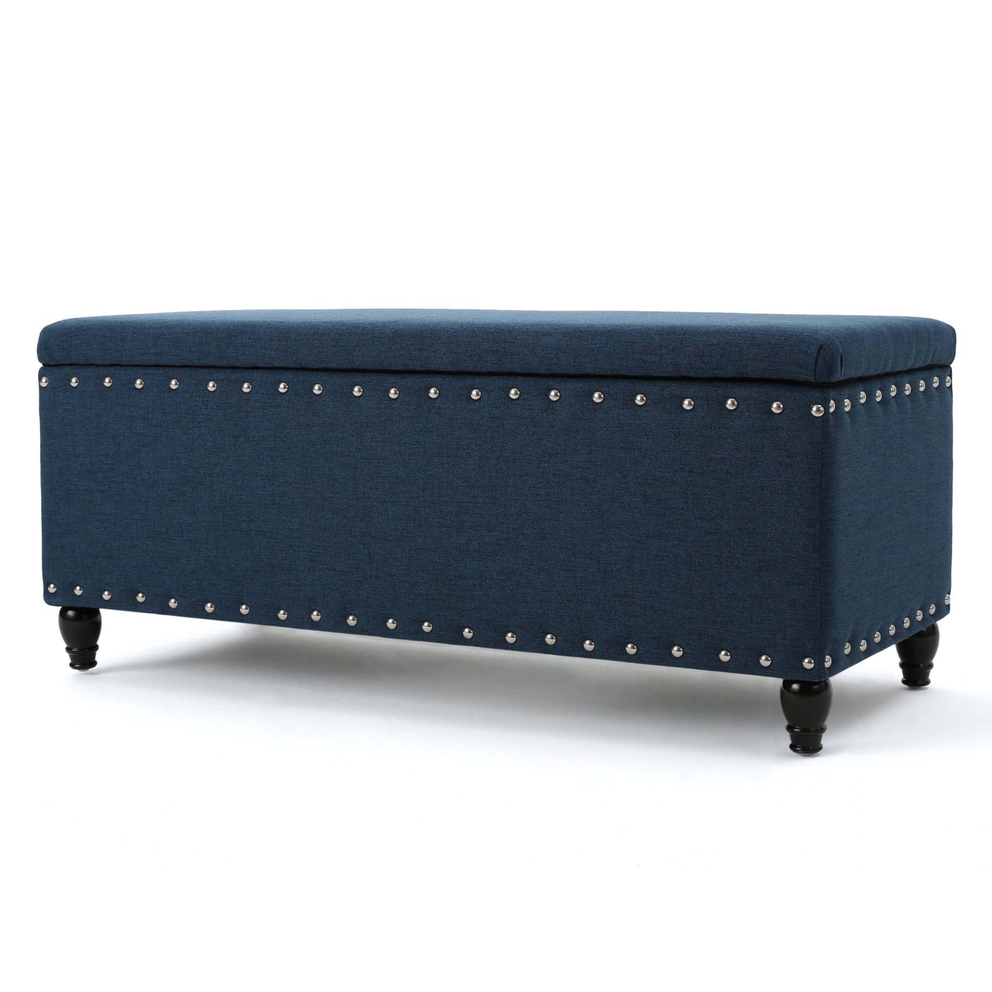 Storage Ottoman Navy Blue Fabric