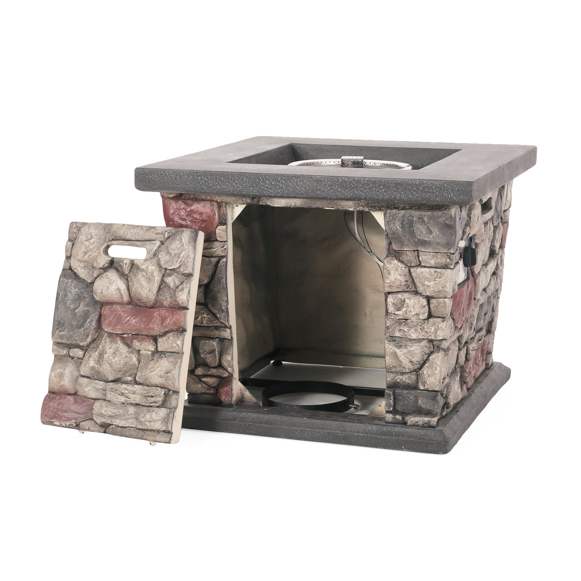 Carson 30' Square Mgo Fire Pit 40,000 Btu Stone Gray Magnesium Oxide