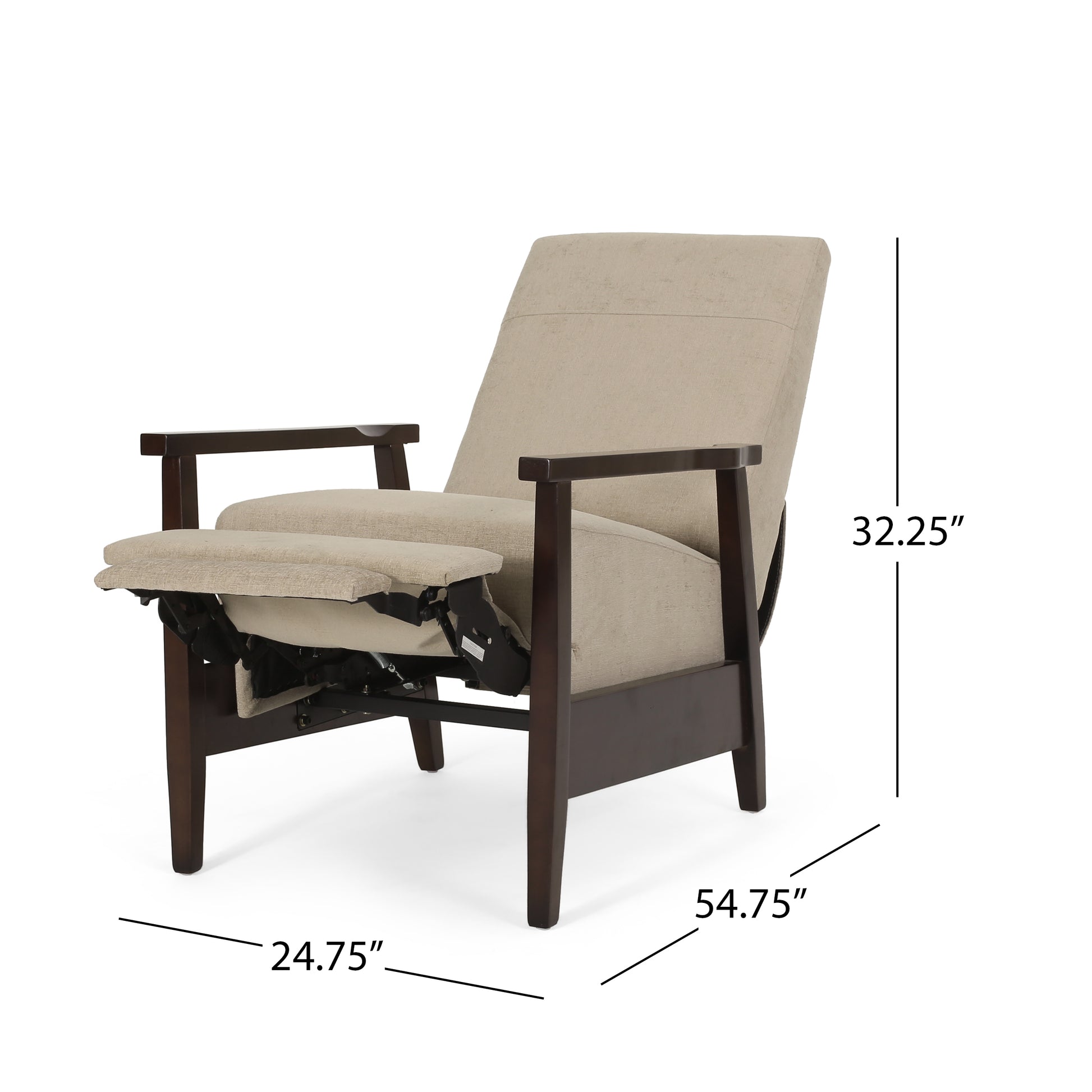 24.75'' Wide Wood Hand Manual Club Recliner Sand Fabric