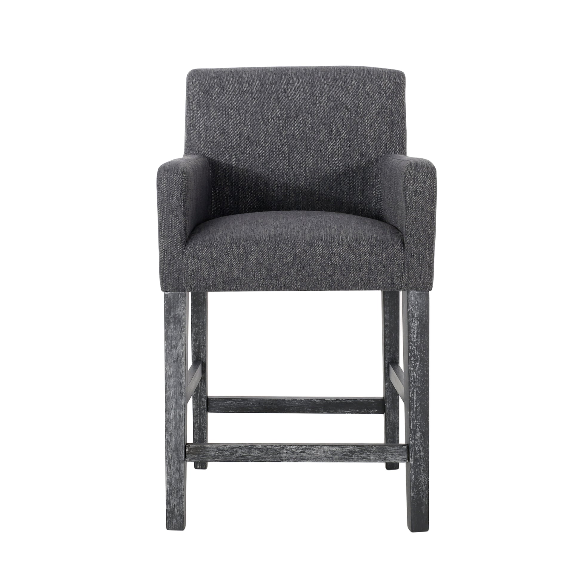 Upholstered 26 Inch Counter Stool Charcoal Gray Charcoal Fabric