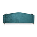 Mirod Comfy 3 Seat Sofa With Wooden Legs, Retro Style For Living Room Teal Velvet 3 Seat