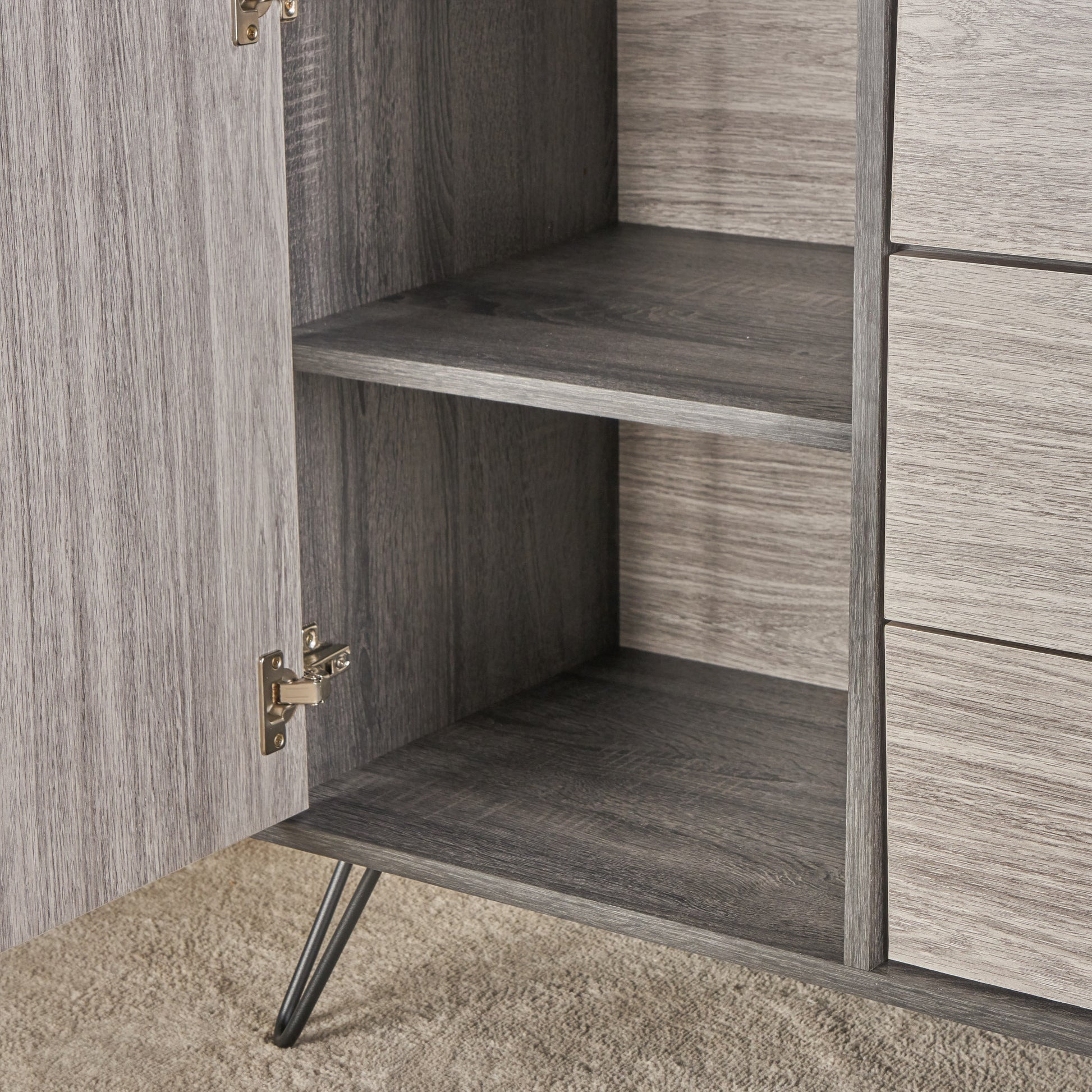 Multi Function Cabinet Grey Particle Board