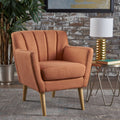 Mid Century Modern Fabric Club Chair, Orange Natural 27.6D X 28.3W X 31.5H In Orange Linen 1 Seat