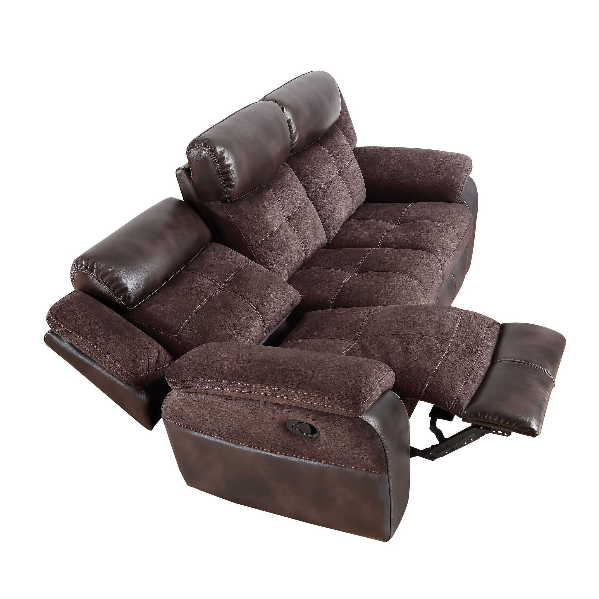 Pueblo Manual Recliner Sofa Dark Brown Dark Brown Faux Leather 3 Seat