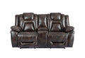 Oportuna Dual Power Console Loveseat Dark Brown Dark Brown Wood 2 Seat