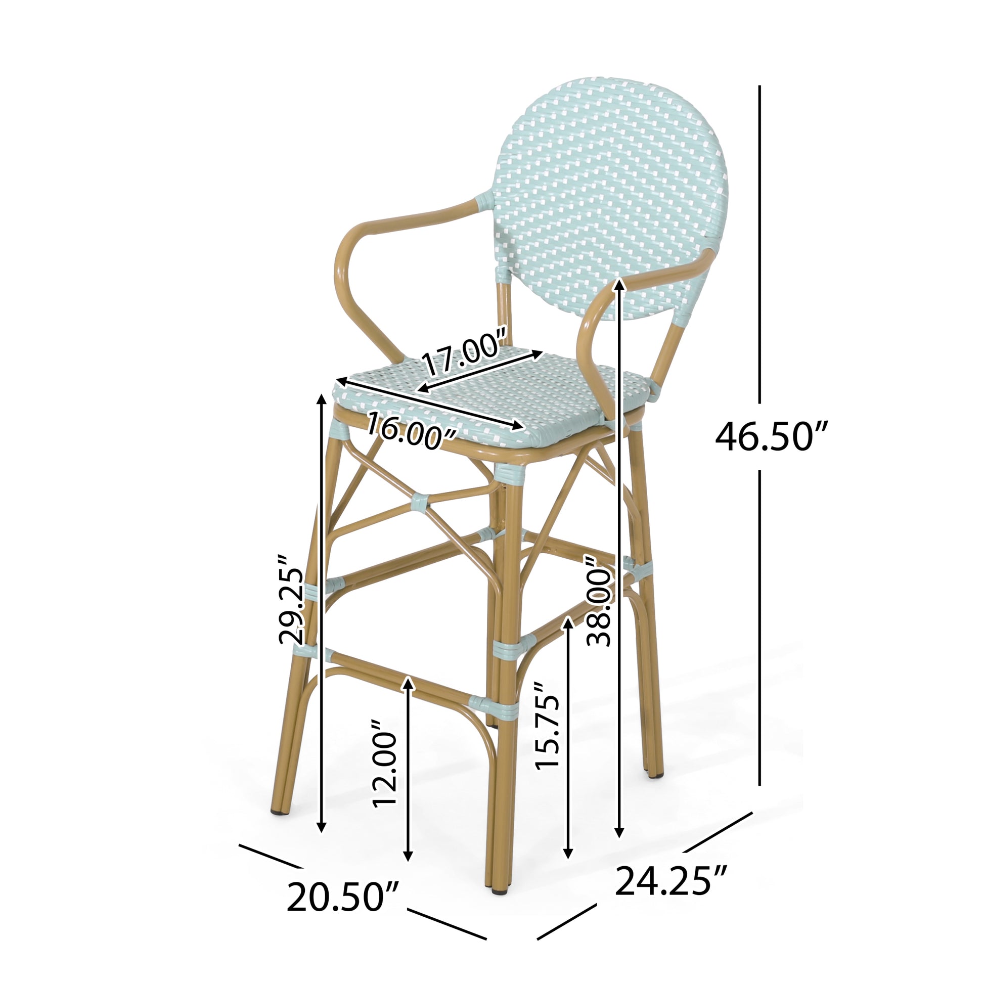 Barstool Teal Wicker