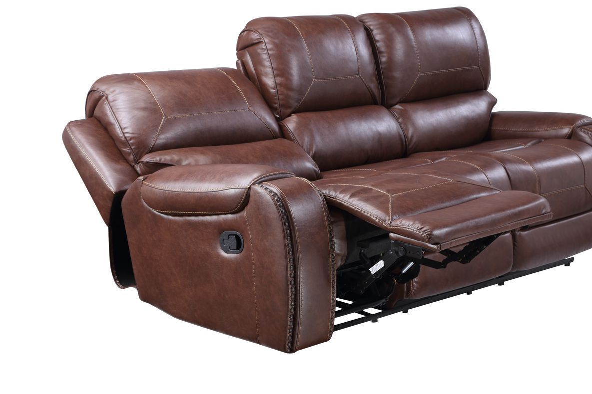 Keily Manual Reclining Sofa Dark Brown Dark Brown Faux Leather 3 Seat