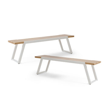 Gaylor Bench Set Of 2 Oak Natural Wood Antique White Acacia Wood