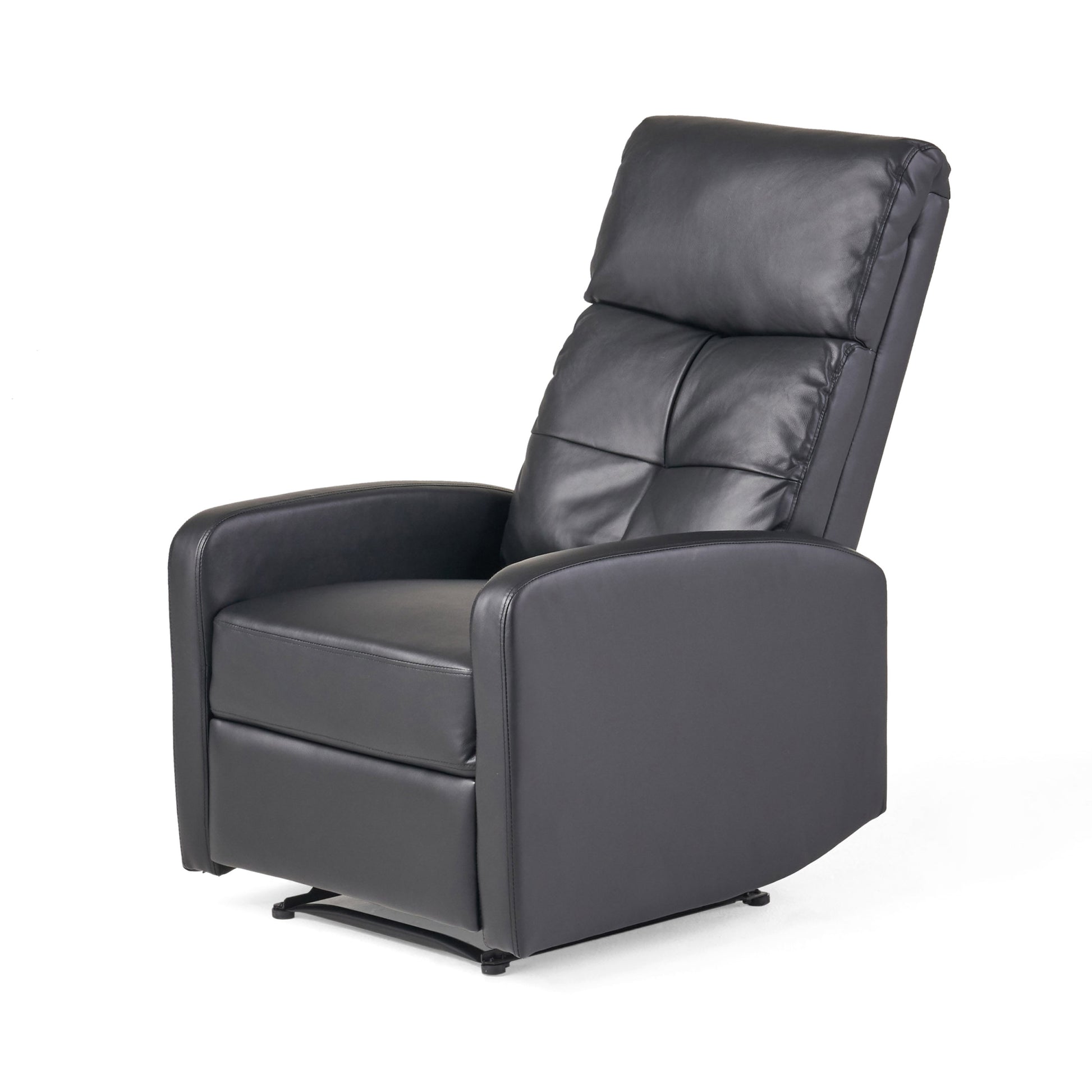 26" Wide Faux Leather Manual Standard Recliner Black Pu