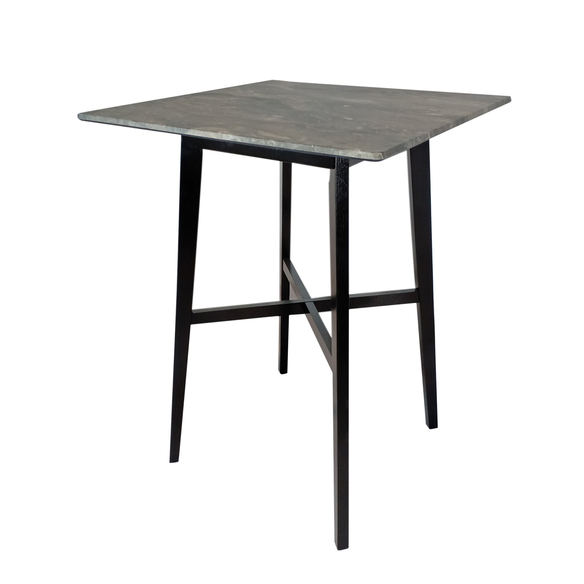 Modern Bar Height 42" Dining Table, Rubberwood Legs And Laminate Table Top, Paladina Marble Finish, Black Grey Black Rubberwood Square Mdf