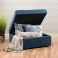 Larkin Storage Ottoman Navy Blue Fabric