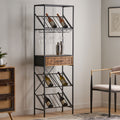 Wine Rack Black Natural Mdf Metal