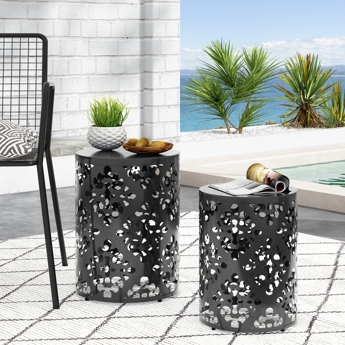 Metal S 2 End Table Black Iron