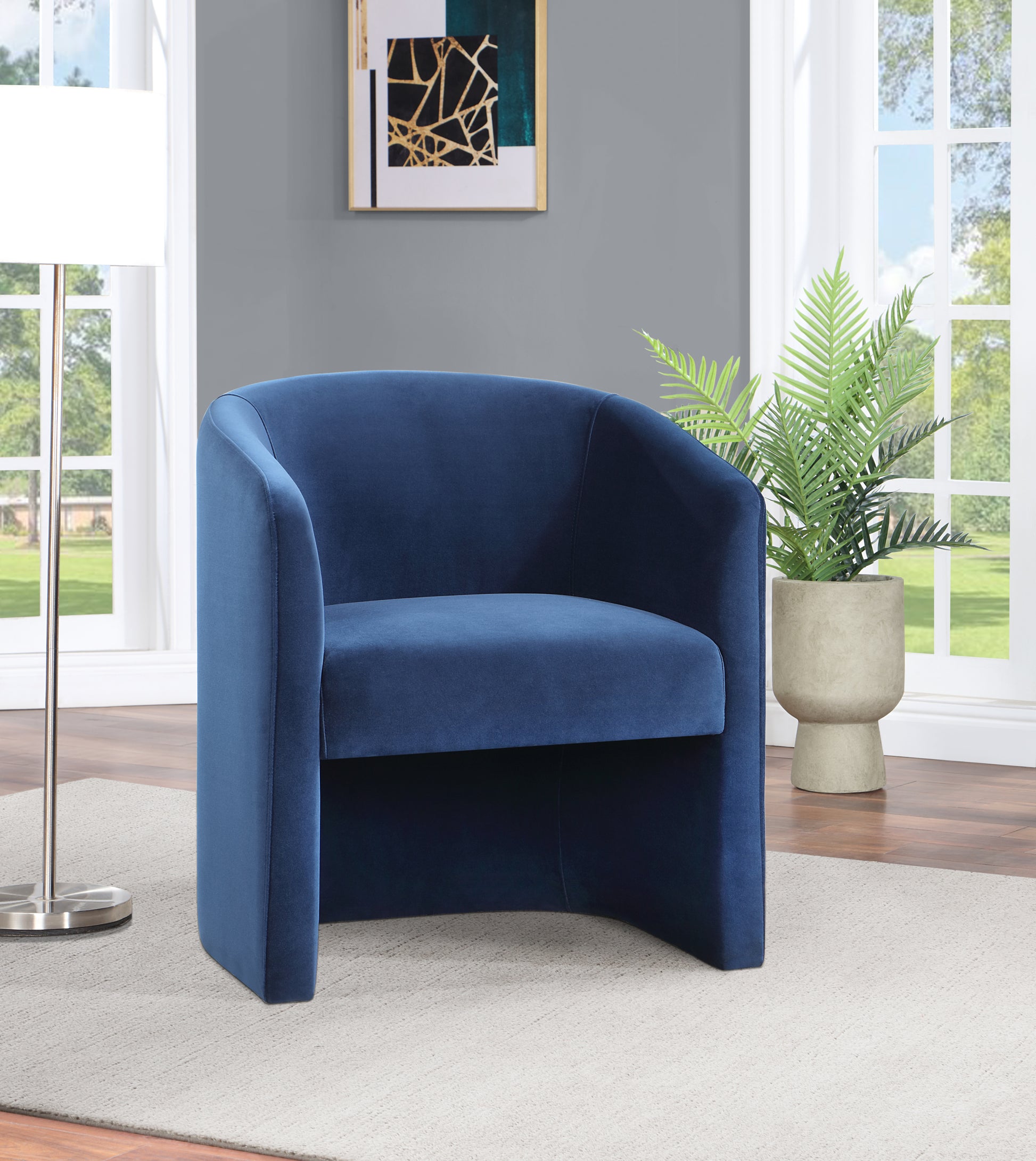 Iris Upholstered Dining Or Accent Chair Indigo Blue Wood