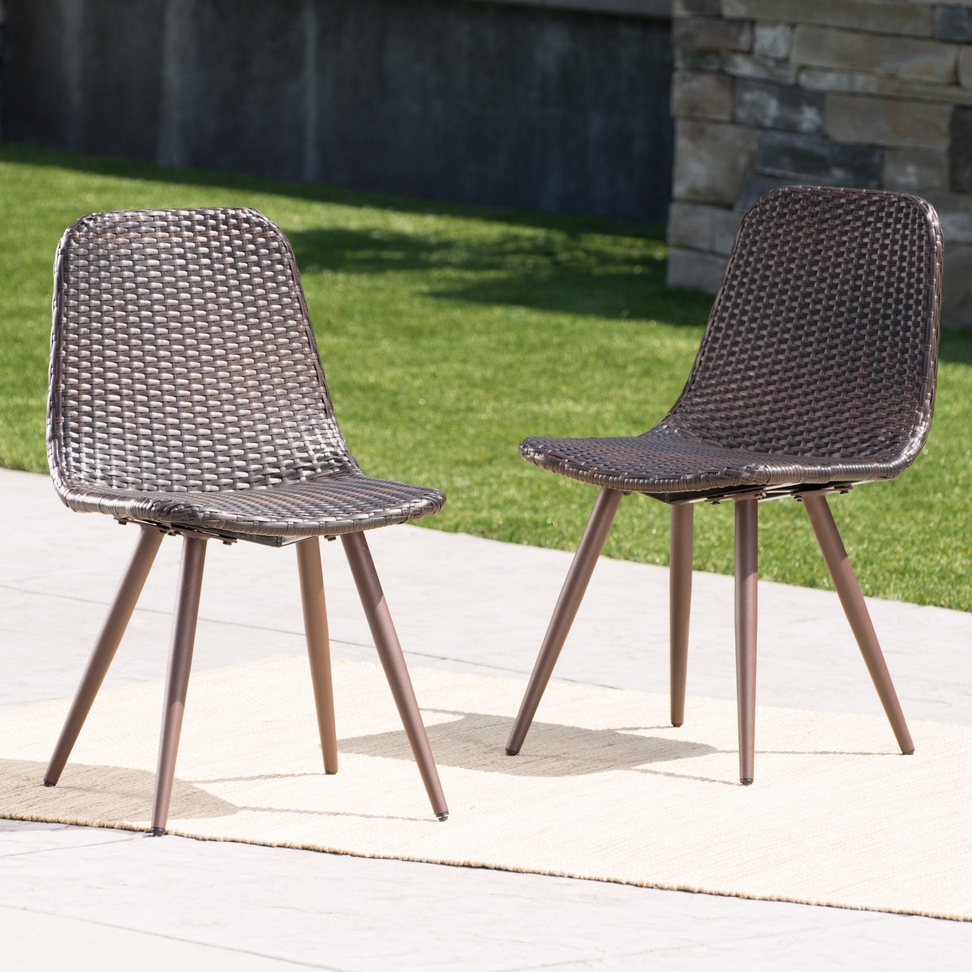 Gila Dining Chair With Powder Coated Legs Brown Multi Rattan