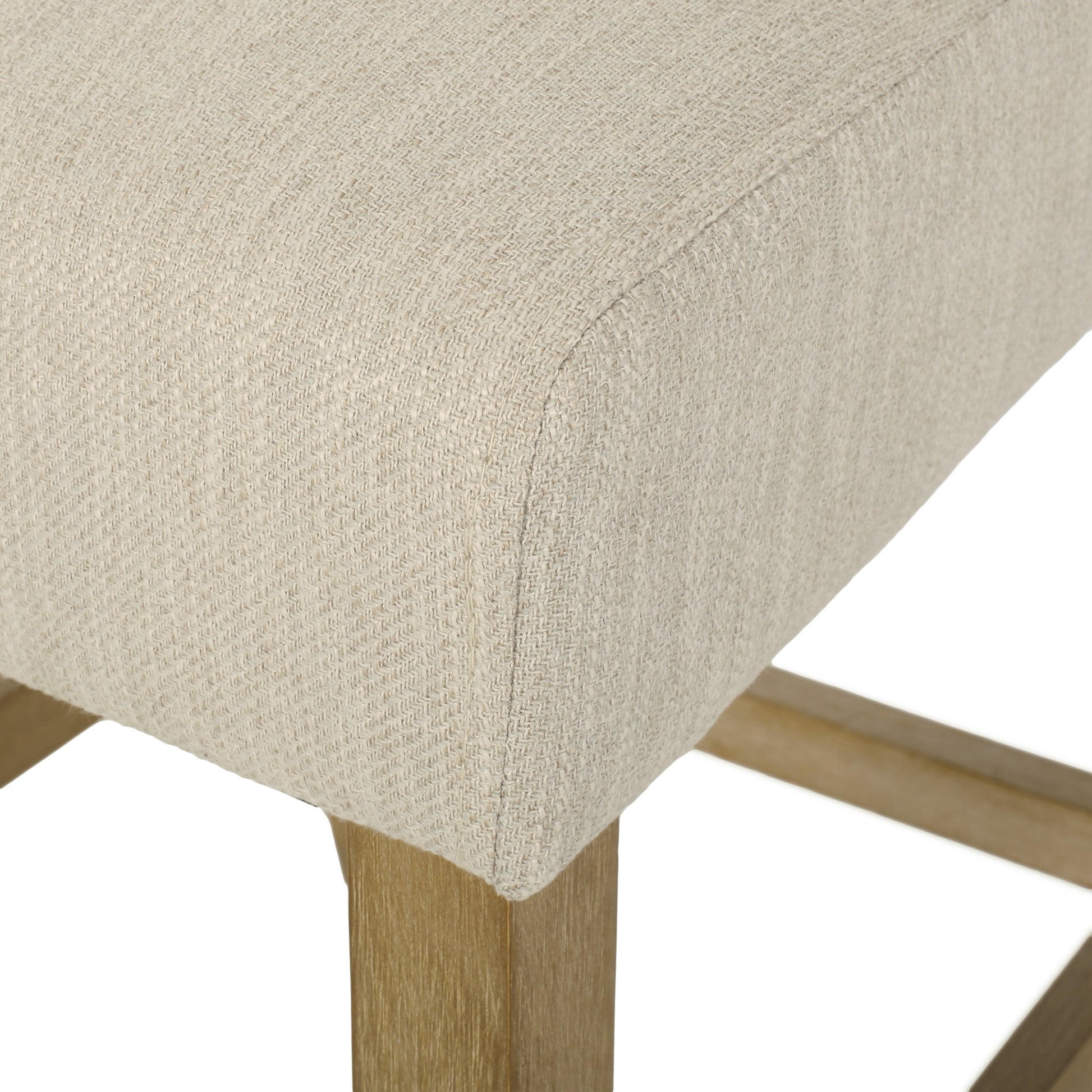 Contemporary Fabric Button Tufted 26 Inch Counter Stools, Set Of 2, Beige Beige Fabric