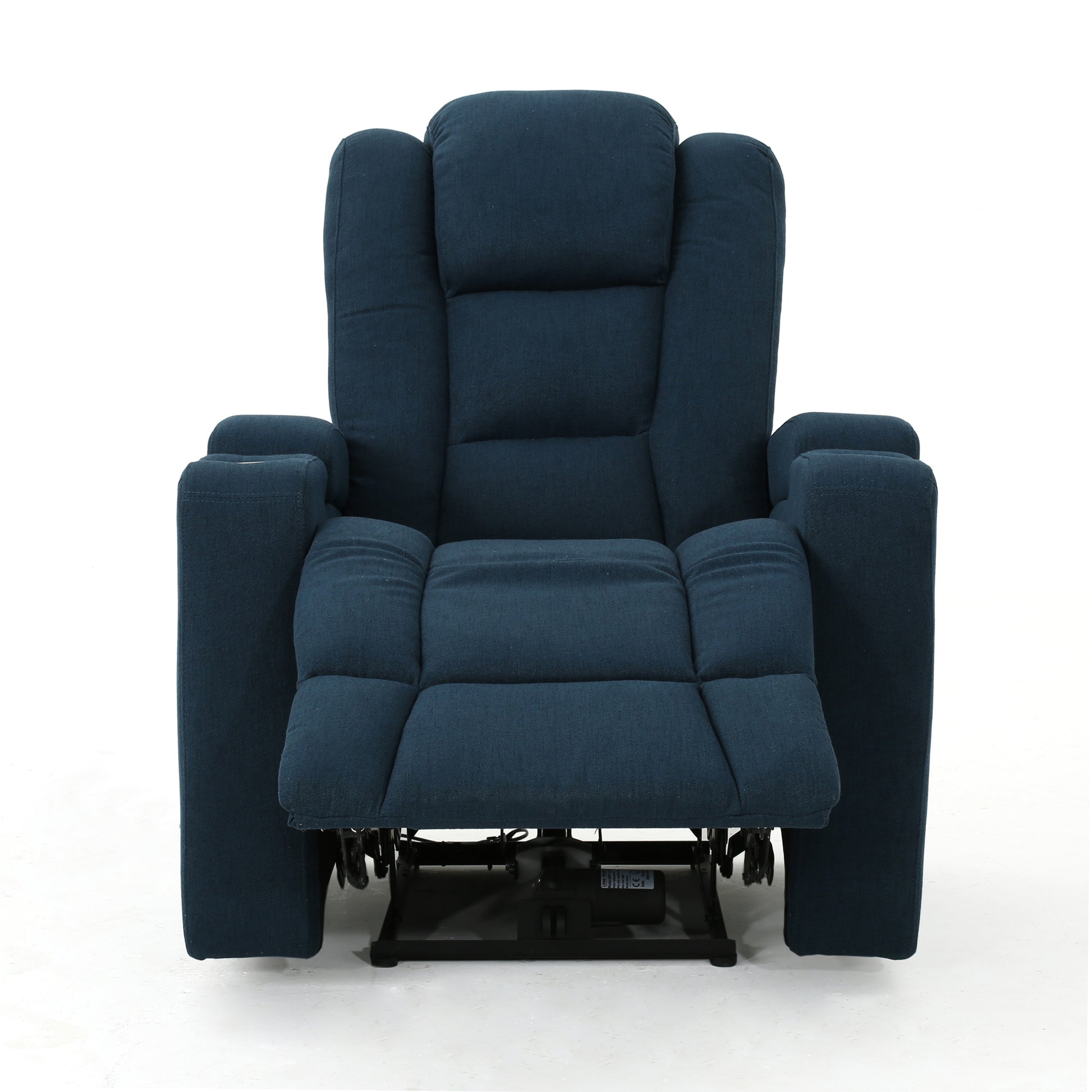 33" Wide Power Standard Recliner Chair With Arm Storage With Usb Navy Blue Fabric