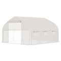 Outsunny 11.5' X 10' X 6.5' Walk In Tunnel Greenhouse, Green House With Zippered Mesh Door, 7 Mesh Windows & Roll Up Sidewalls, Upgraded Gardening Plant Hot House With Galvanized Steel Hoops, White