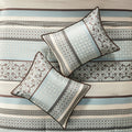 7 Piece Comforter Set Blue Queen Queen Blue Polyester
