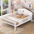Full Size Wood Platform Bed With House Shaped Headboard, Led And Built In Storage, White Box Spring Not Required Full White Wood Bedroom Bed Frame Wood