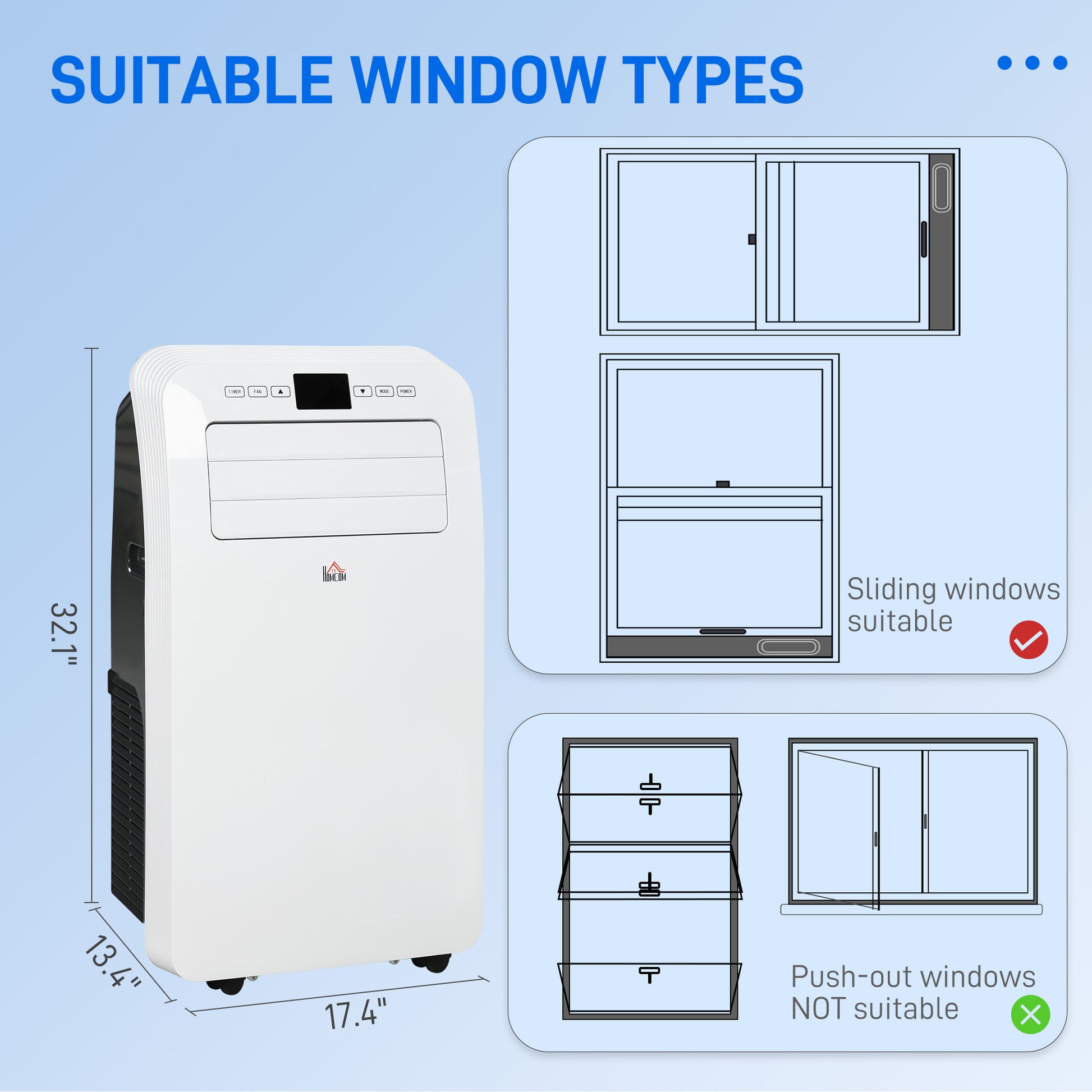 Homcom 12000 Btu Portable Air Conditioner For Rooms Up To 550 Sq. Ft., 3 In 1 Ac Unit With Dehumidifier, Cooling Fan, Remote, 24H Timer On Off, Window Installation Kit White Abs