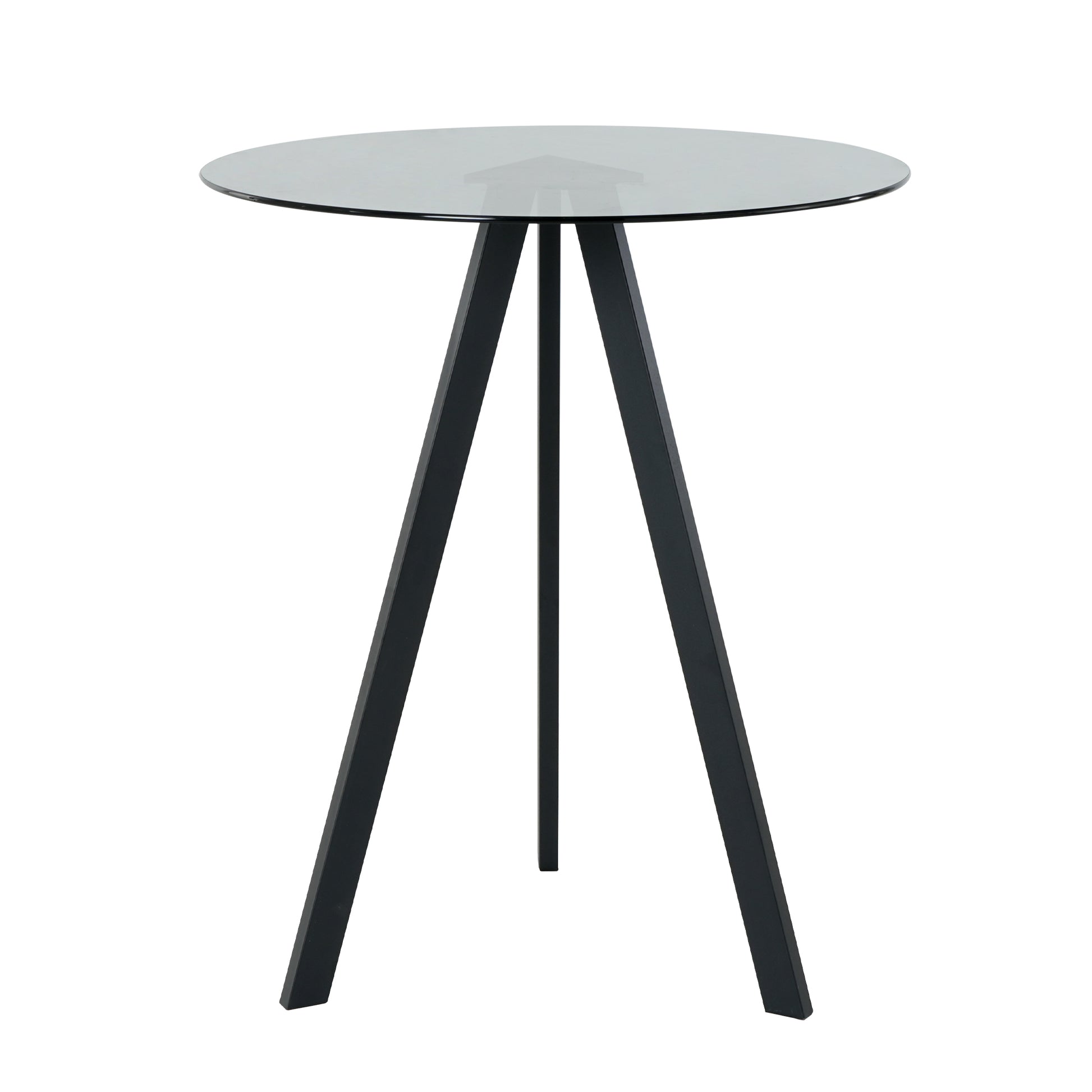 Modern Kitchen Glass Dining Table Round Tempered Glass Grey 31.5" Bar Table Top,Clear Bar Table Metal Legs,Black Legs Set Of 1 Grey Round Glass