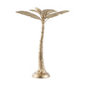 16 Inch Tall Artisan Candle Holder Inspired By A Palm Tree, Iron, Gold Gold Iron