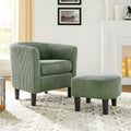 Modern Accent Chair,Upholstered Arm Chair Corduroy Single Sofa Chair With Ottoman Foot Rest Comfy Armchair For Living Room Bedroom And Office,Green Green Corduroy